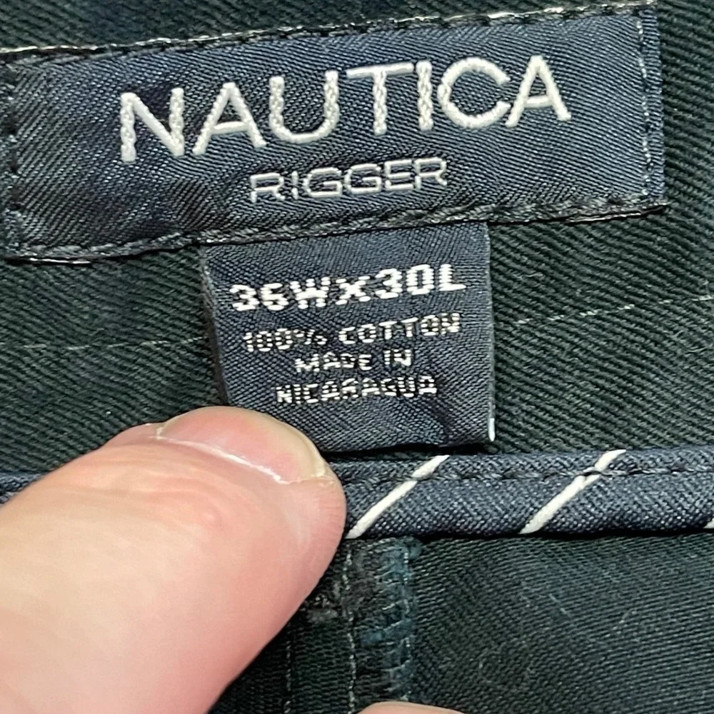 Nautica Men's Lot of 2 Chinos Black‎ & Putty 36x30 Pleated & Flat Front Cotton